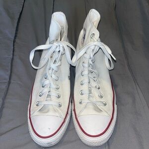 Converse White High-Tops with Red Trim